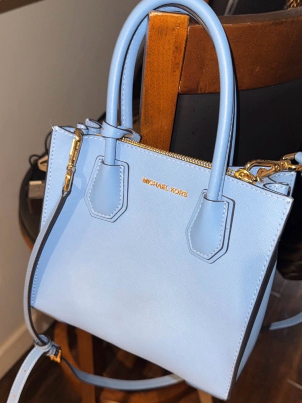 Michael Kors Baby Blue Saffiano Leather Satchel